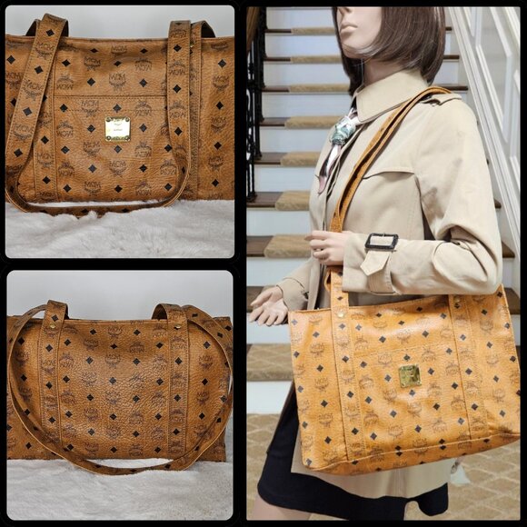 MCM Brown Visetos Shopper Bag - Picture 6 of 17